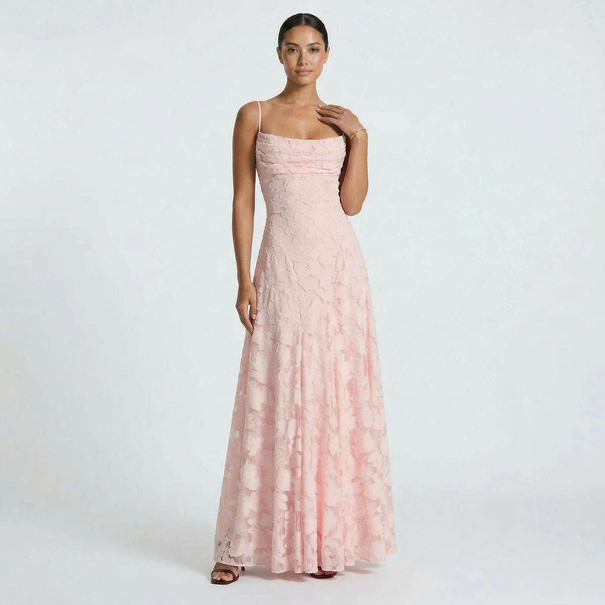 Women’s Lace-Up Back Wedding Guest Maxi Dress