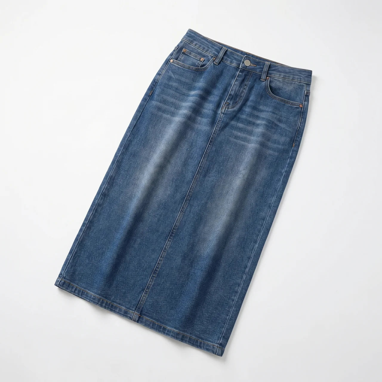 Valenomode - Women’s Straight Cut Denim Midi Skirt