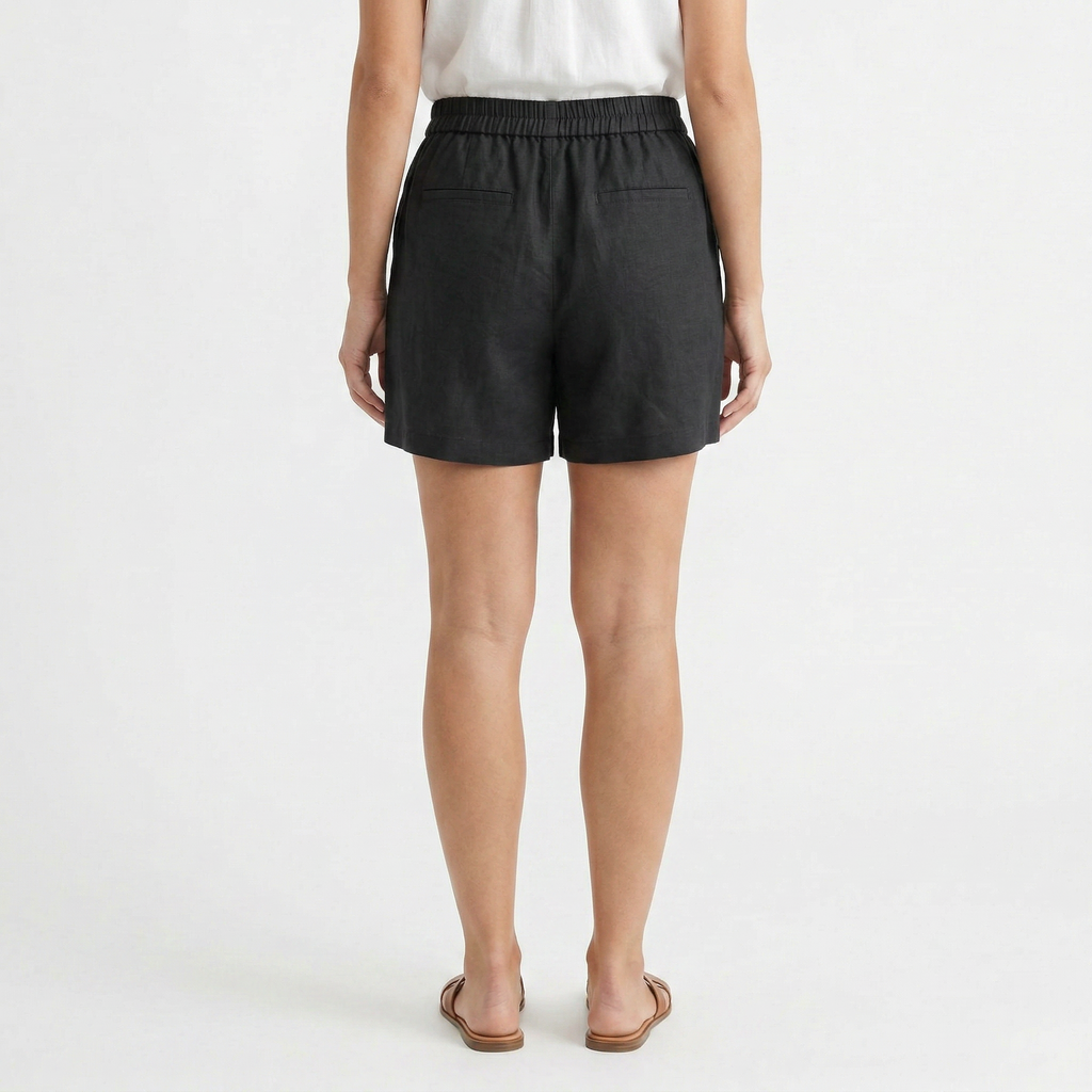 Valenomode - Women’s Elastic Waist Linen Shorts