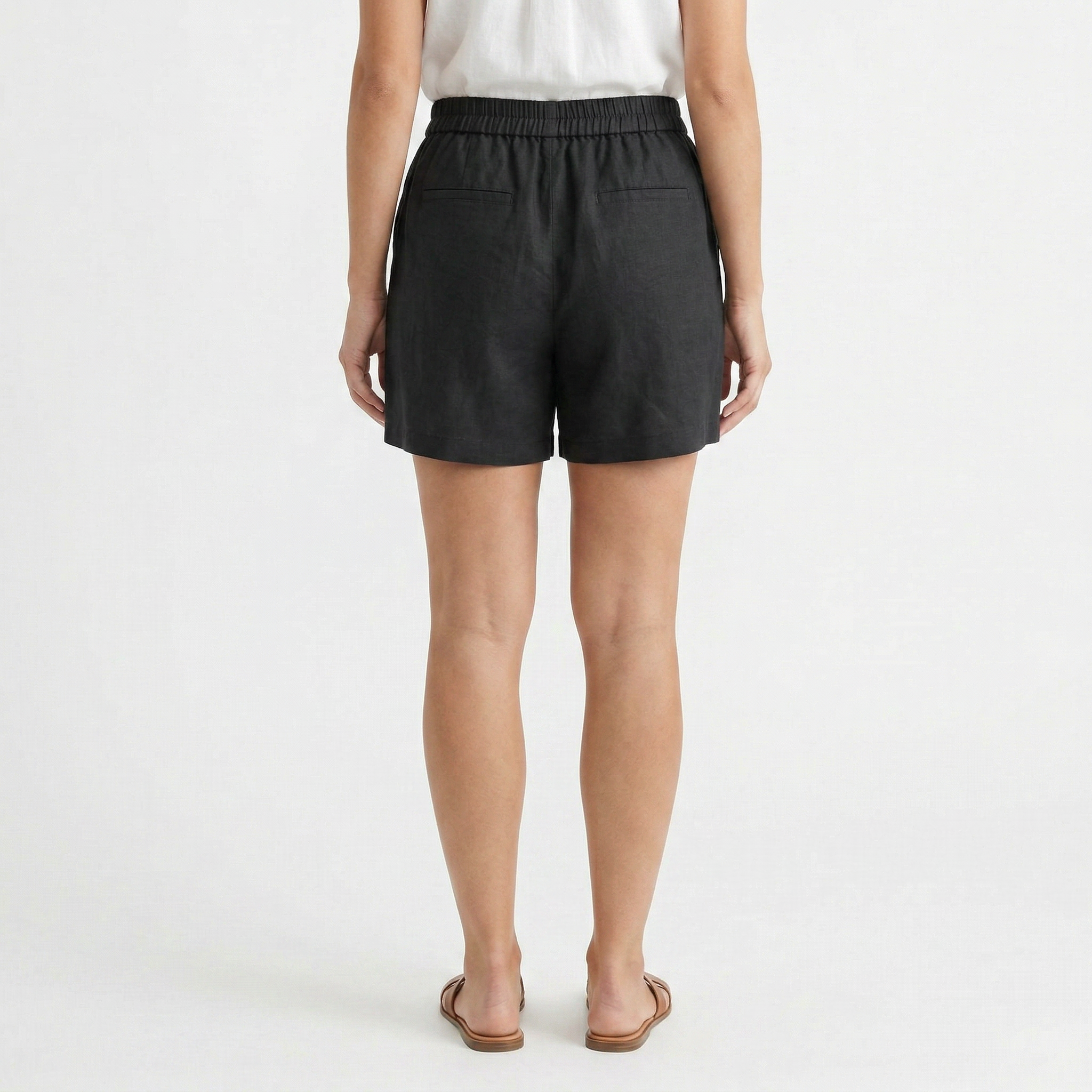 Valenomode - Women’s Elastic Waist Linen Shorts