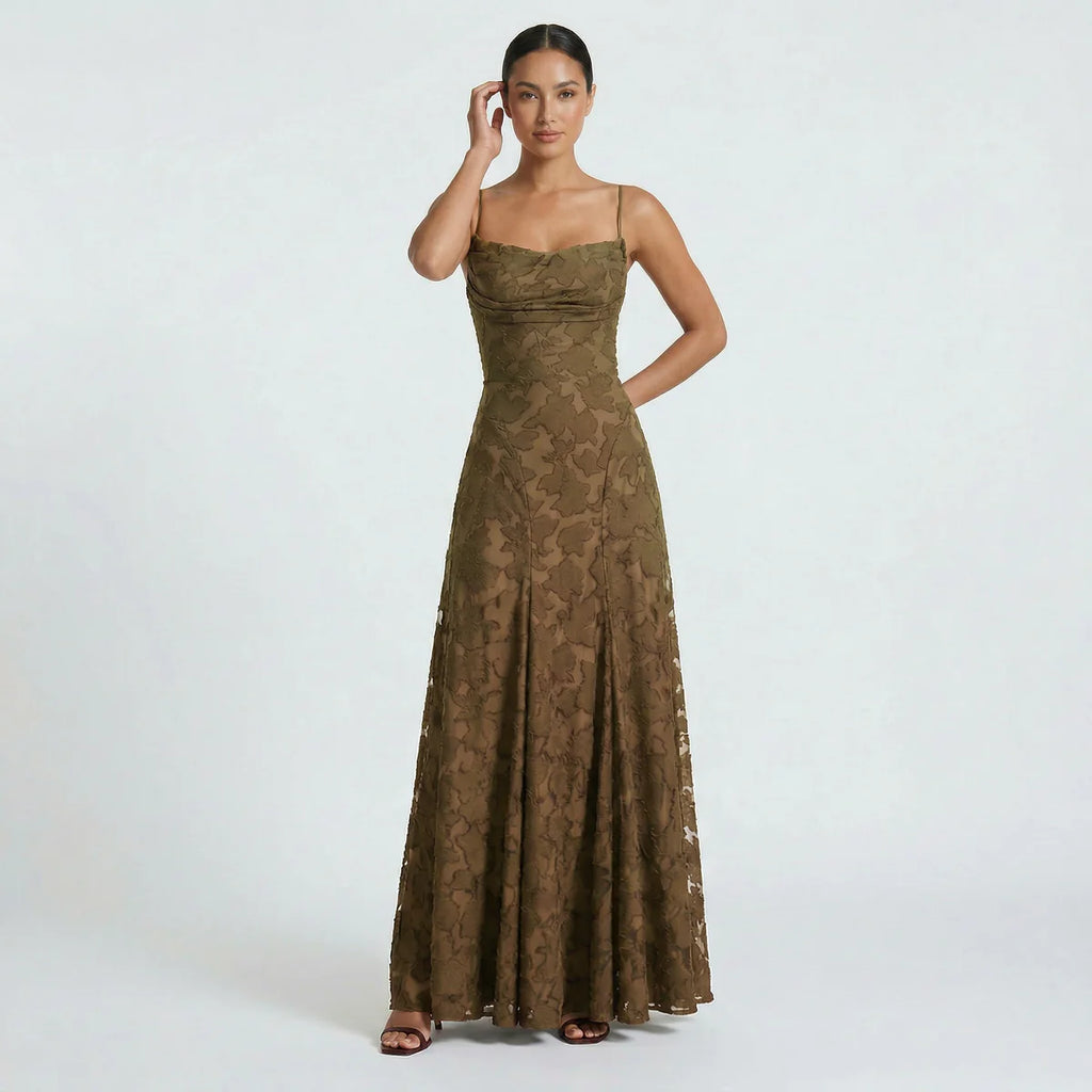 Women’s Lace-Up Back Wedding Guest Maxi Dress