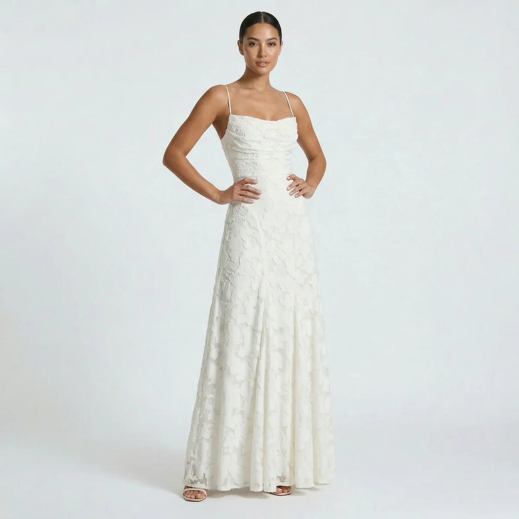 Women’s Lace-Up Back Wedding Guest Maxi Dress