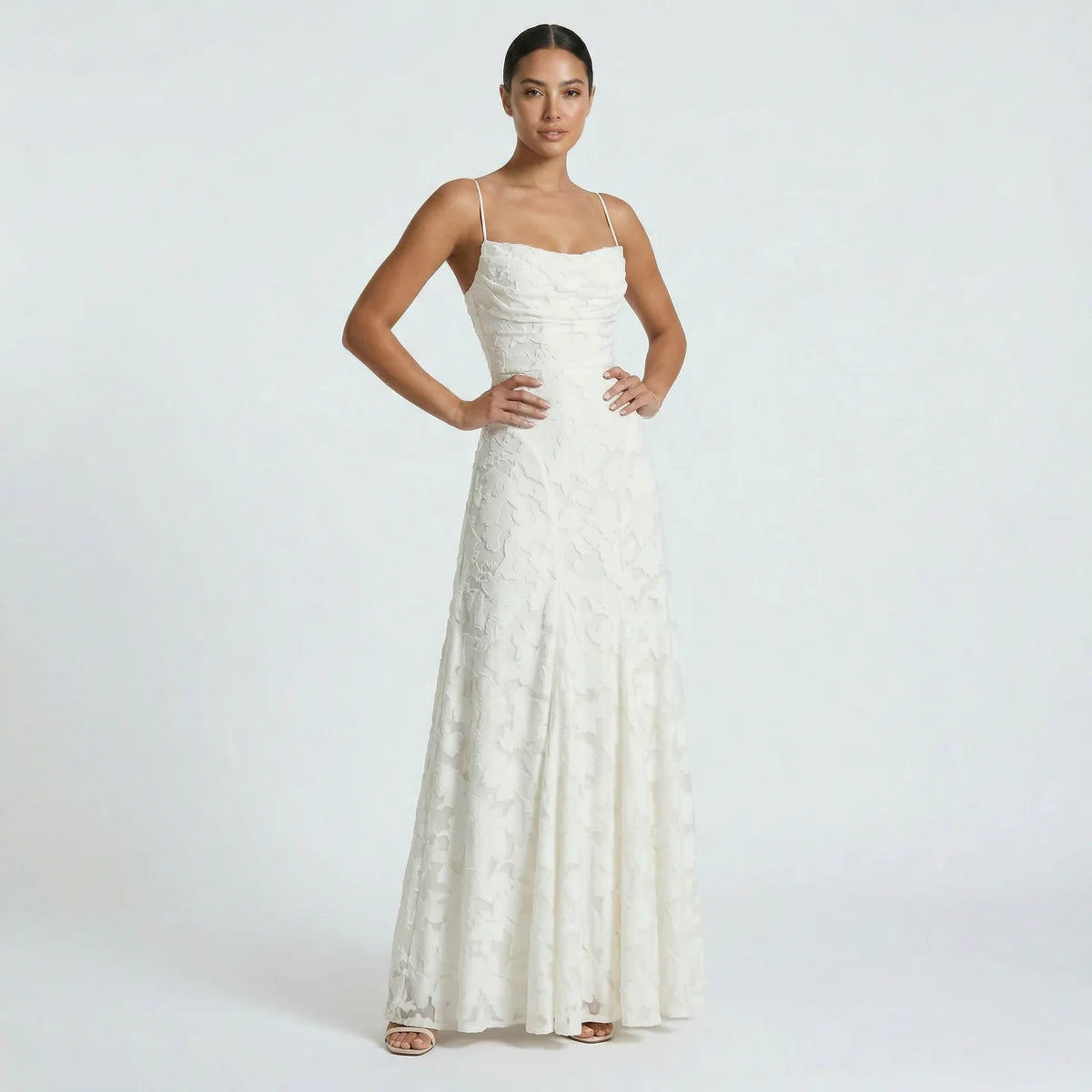 Women’s Lace-Up Back Wedding Guest Maxi Dress