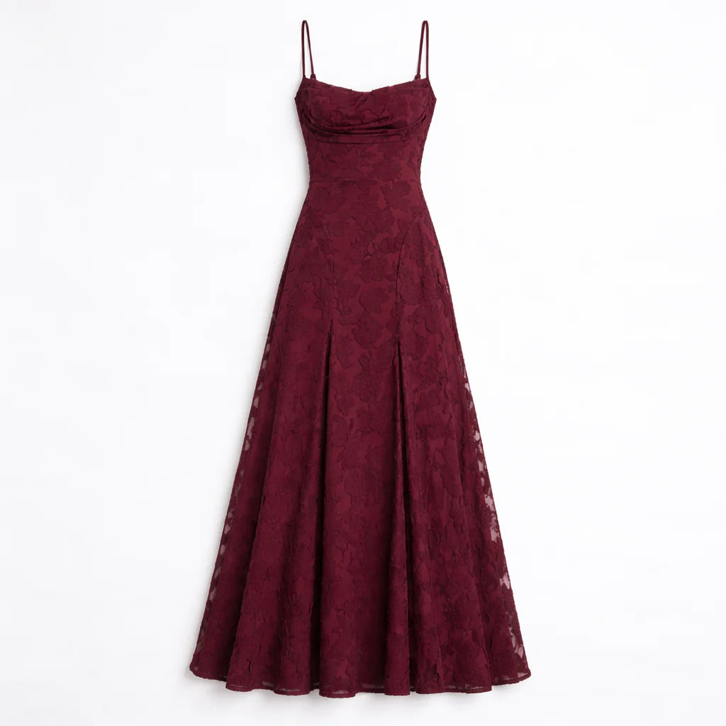 Women’s Lace-Up Back Wedding Guest Maxi Dress