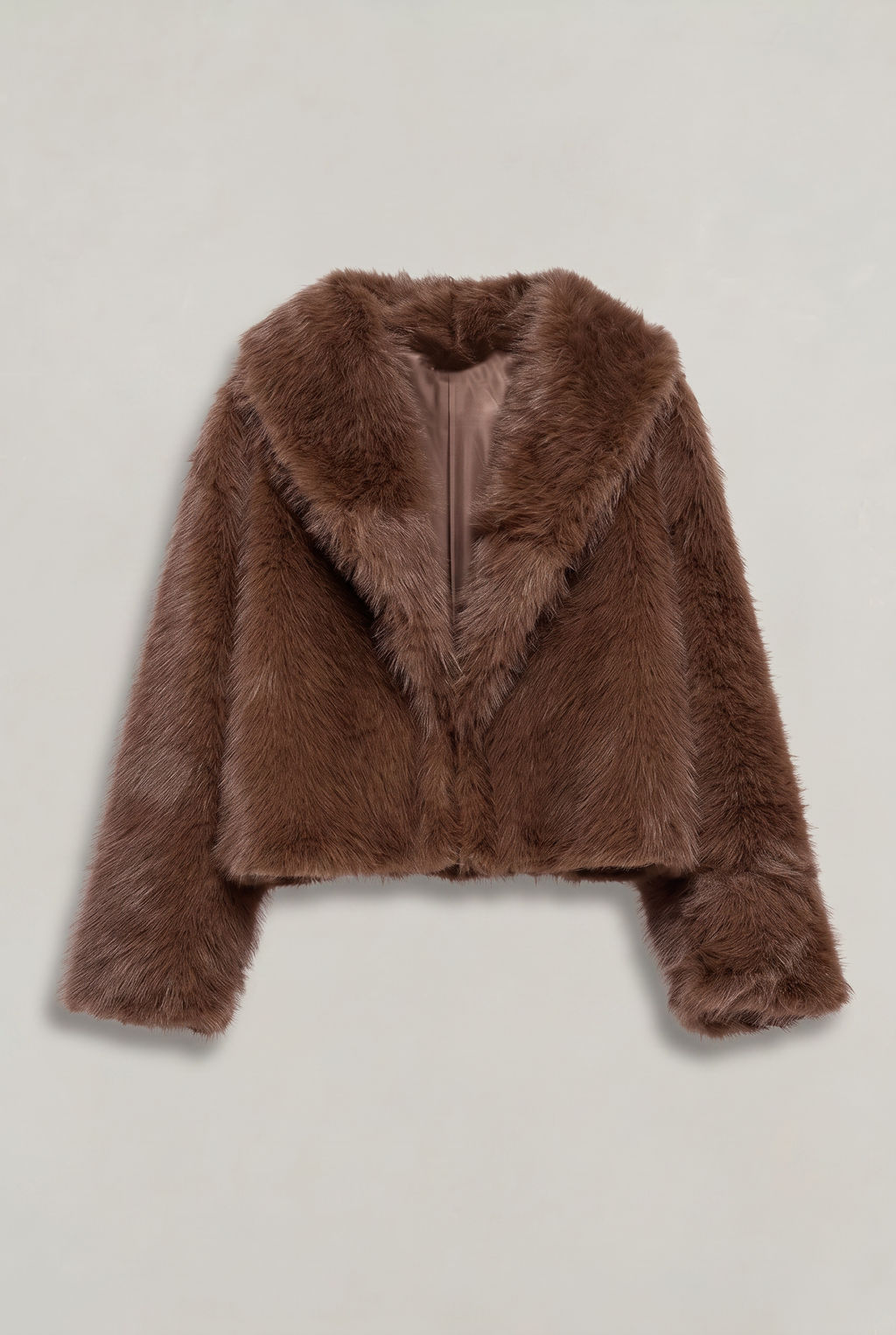 Women's Cropped Faux Fur Coat - Shaggy Fluffy Jacket Short Fur Overcoat