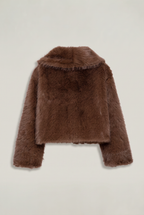 Women's Cropped Faux Fur Coat - Shaggy Fluffy Jacket Short Fur Overcoat