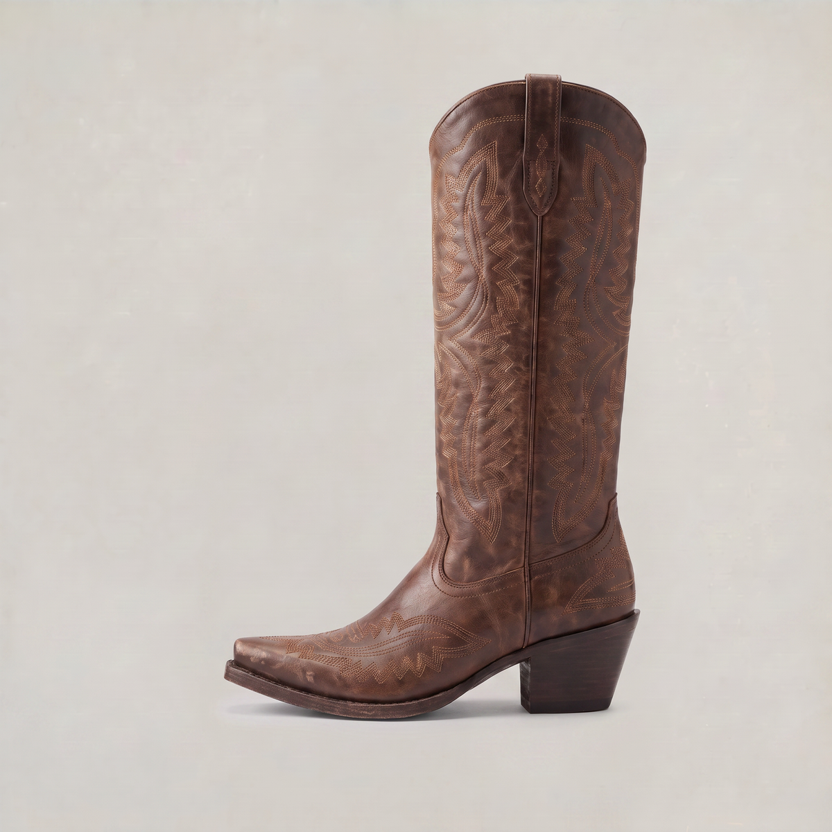 Women's Tall Western Boots - Embroidered Cowboy Boots Pointed Toe Block Heel