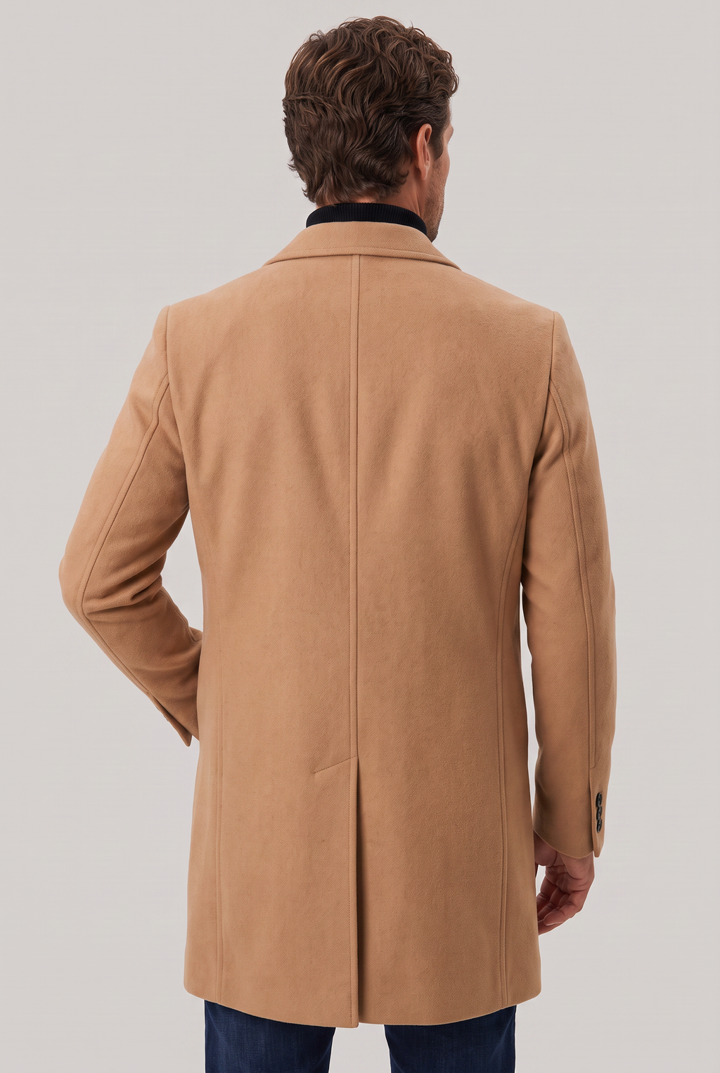 Men's Single Breasted Overcoat - Mid Length Tailored Notch Lapel Smart Casual Winter Coat