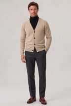 Men's V Neck Cardigan - Buttoned Knit Sweater Fine Gauge Smart Casual Jumpe