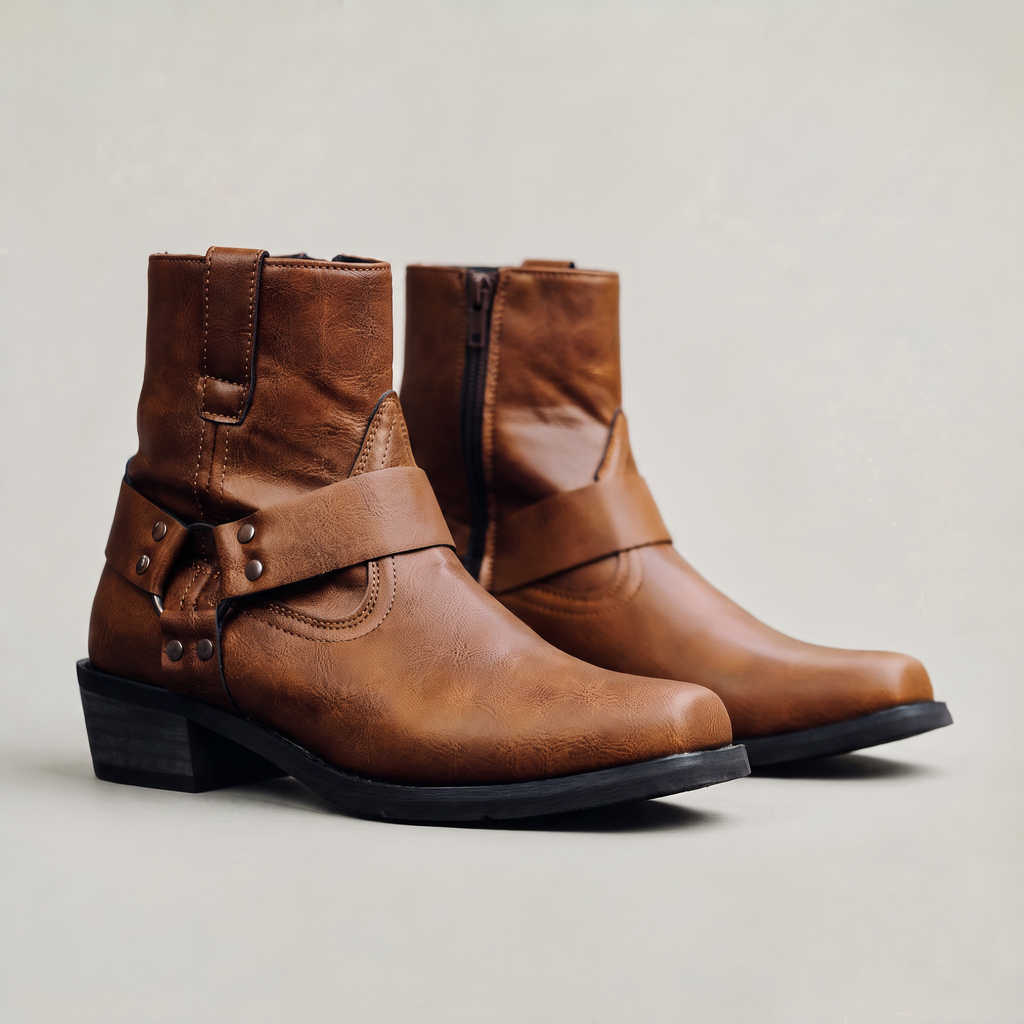 Men's Leather Boots - Slip On Ankle Boots