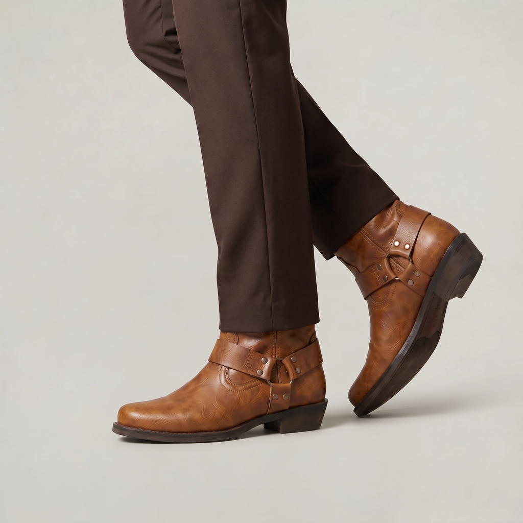 Men's Leather Boots - Slip On Ankle Boots