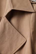 Women's Trench Coat - Double Breasted Belted Longline Classic Lapel Smart Casual Jacket