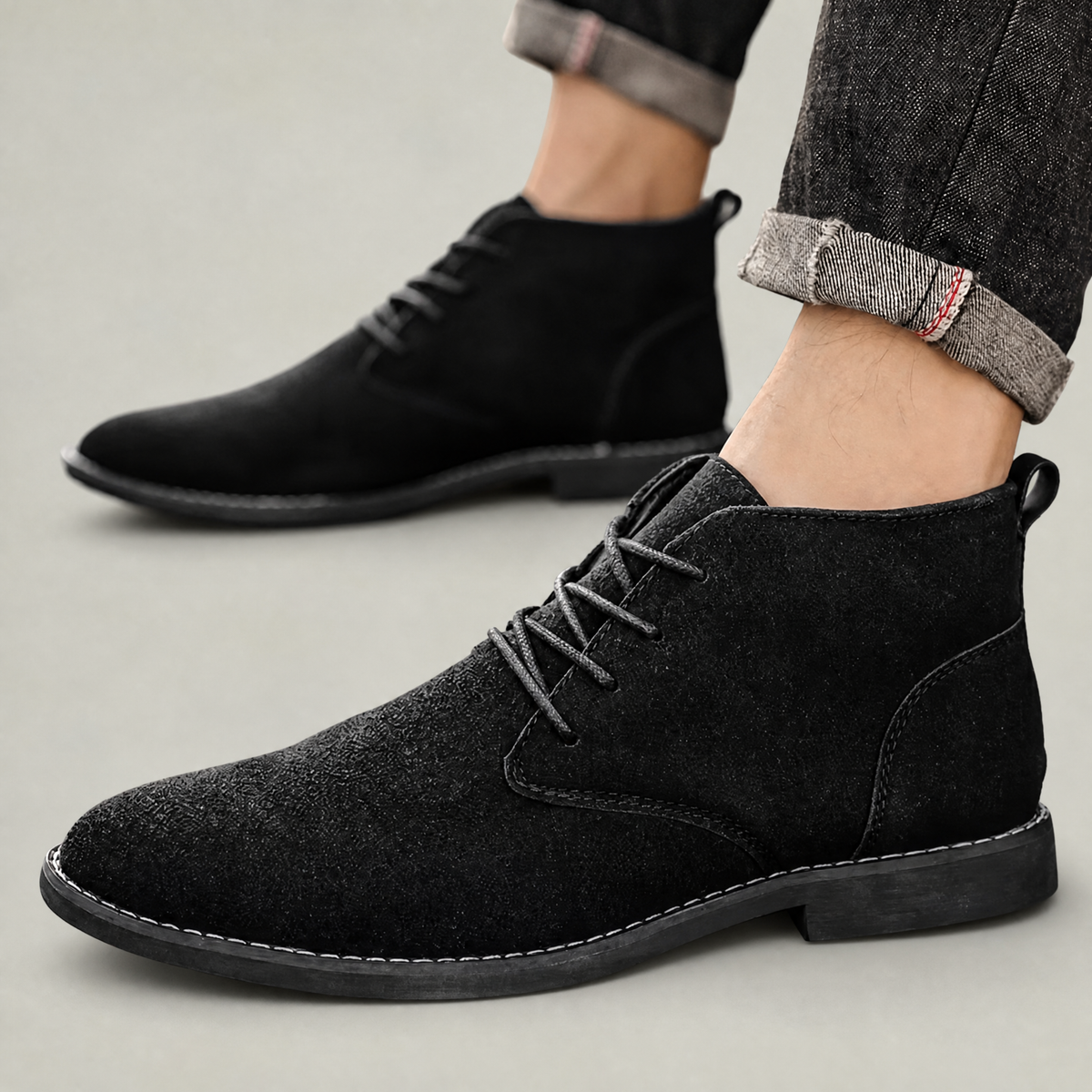 Men's Suede Look Chukka Boots - Lace Up Desert Boots Ankle Chukka Smart Casual Brown Boots