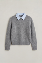 Women's Collared Jumper - 2 in 1 Knit Shirt Sweater
