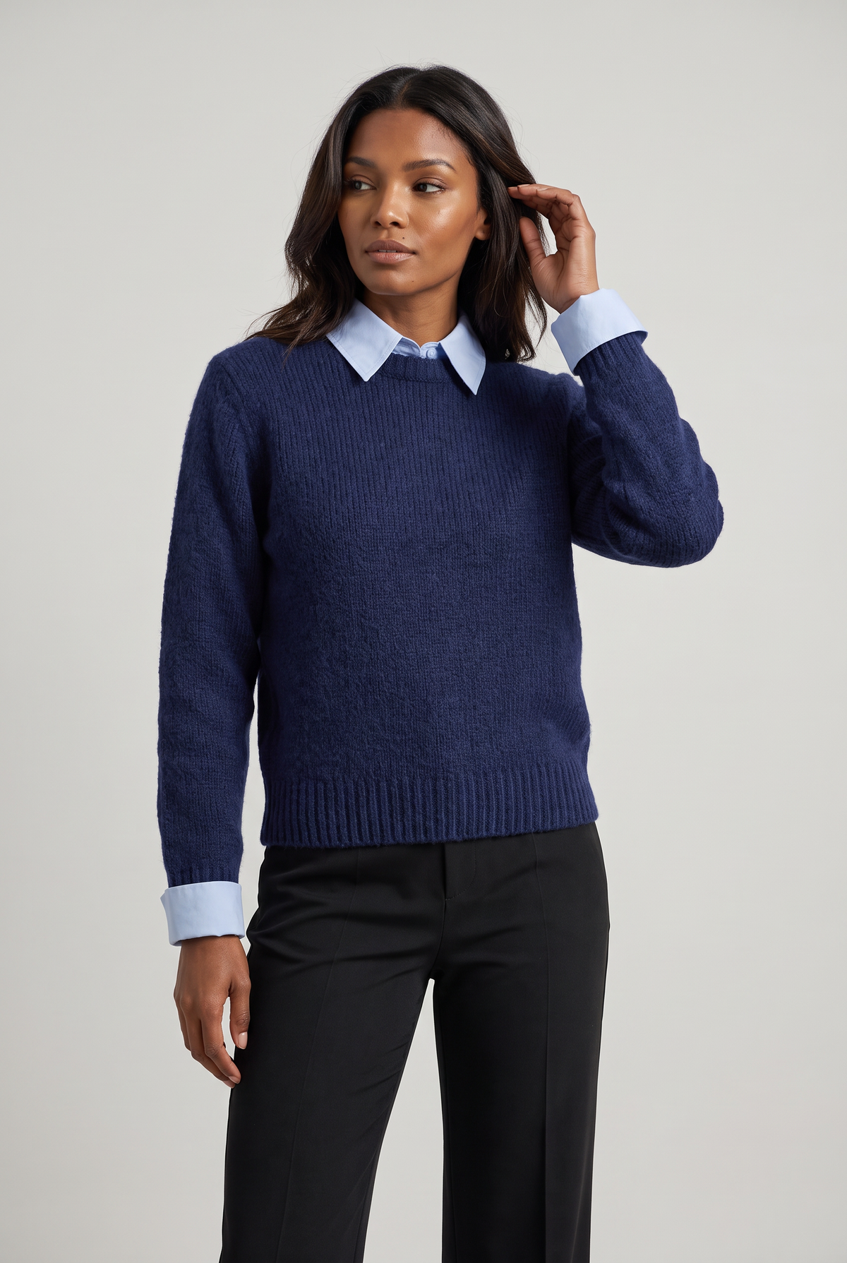 Women's Collared Jumper - 2 in 1 Knit Shirt Sweater