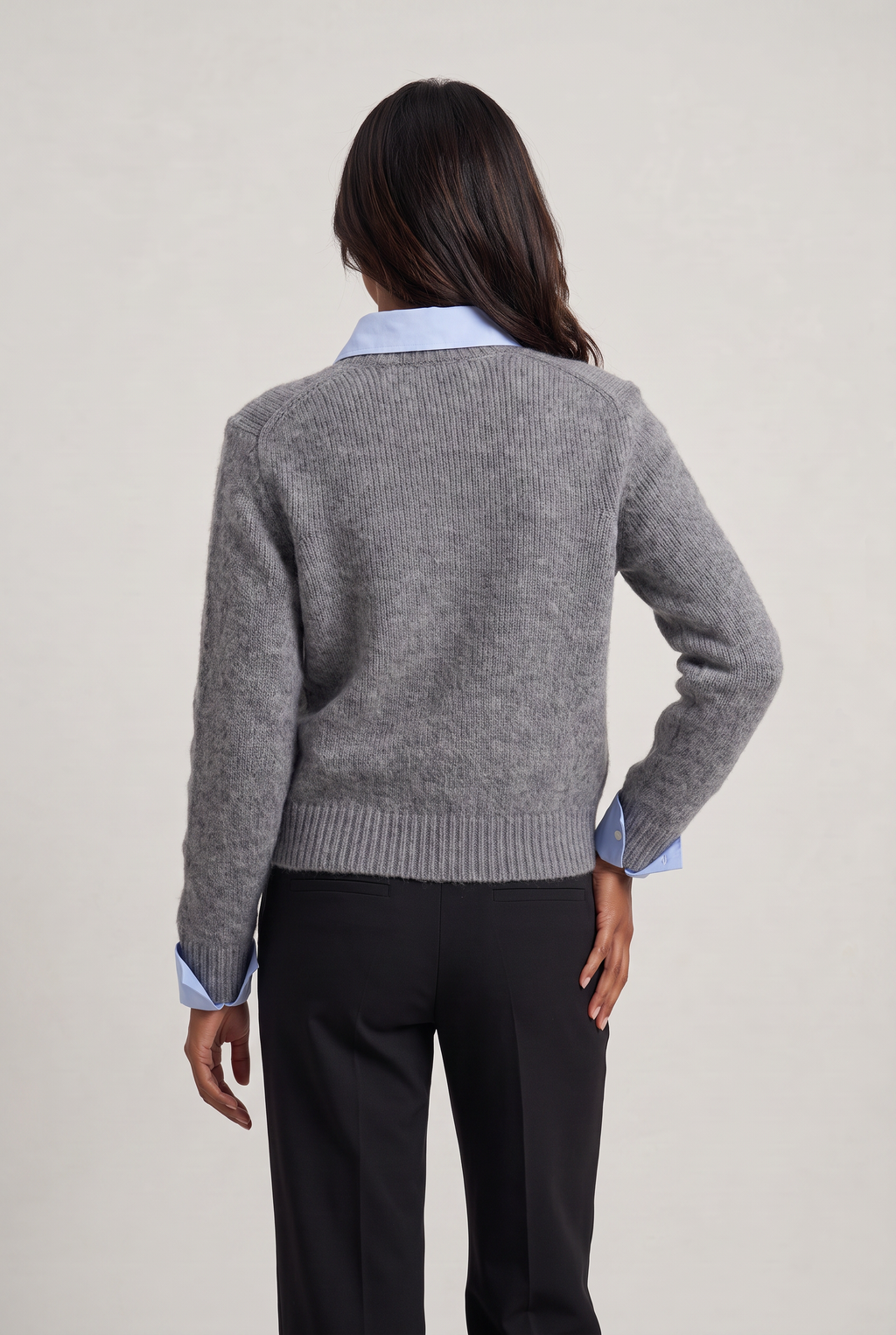 Women's Collared Jumper - 2 in 1 Knit Shirt Sweater