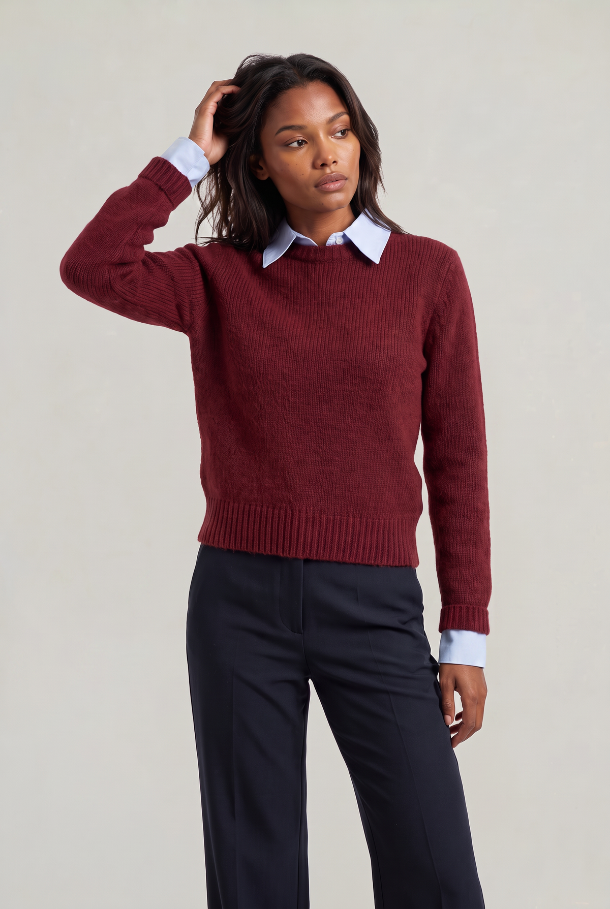Women's Collared Jumper - 2 in 1 Knit Shirt Sweater
