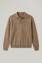 Men's Knit Polo Sweater - Collared Long Sleeve