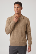 Men's Knit Polo Sweater - Collared Long Sleeve