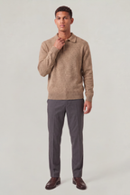 Men's Knit Polo Sweater - Collared Long Sleeve