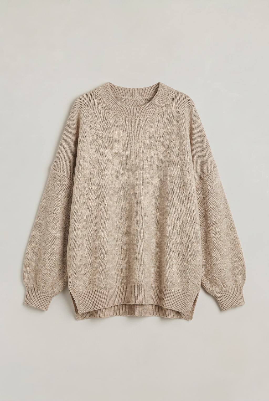 Women's Oversized Knit Jumper - Crew Neck Drop Shoulder Sweater