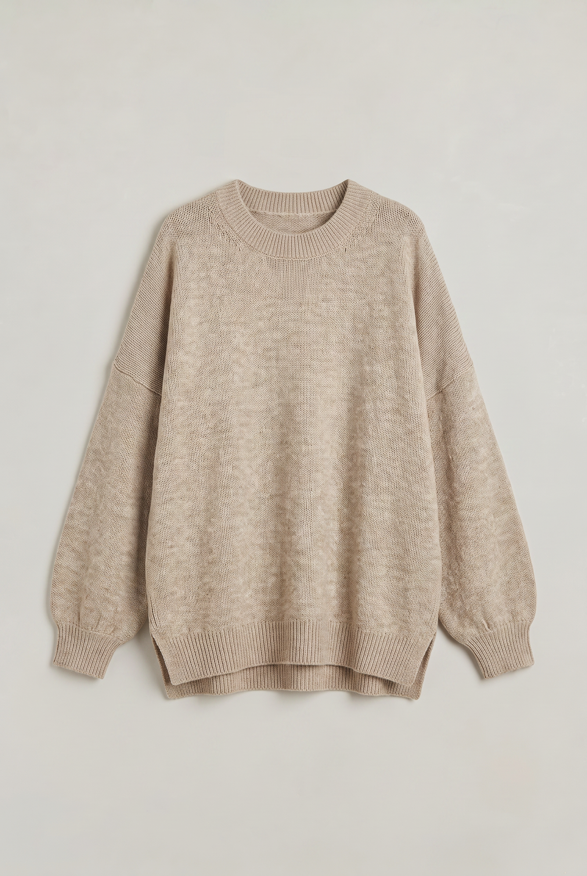 Women's Oversized Knit Jumper - Crew Neck Drop Shoulder Sweater