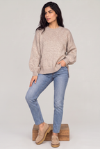 Women's Oversized Knit Jumper - Crew Neck Drop Shoulder Sweater