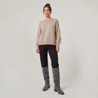 Women's Knee High Boots - Suede Look Slouchy Buckle