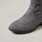 Women's Knee High Boots - Suede Look Slouchy Buckle
