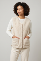 Gilet sans manches en polaire effet peluche pour femme - Gilet zippé à superposer