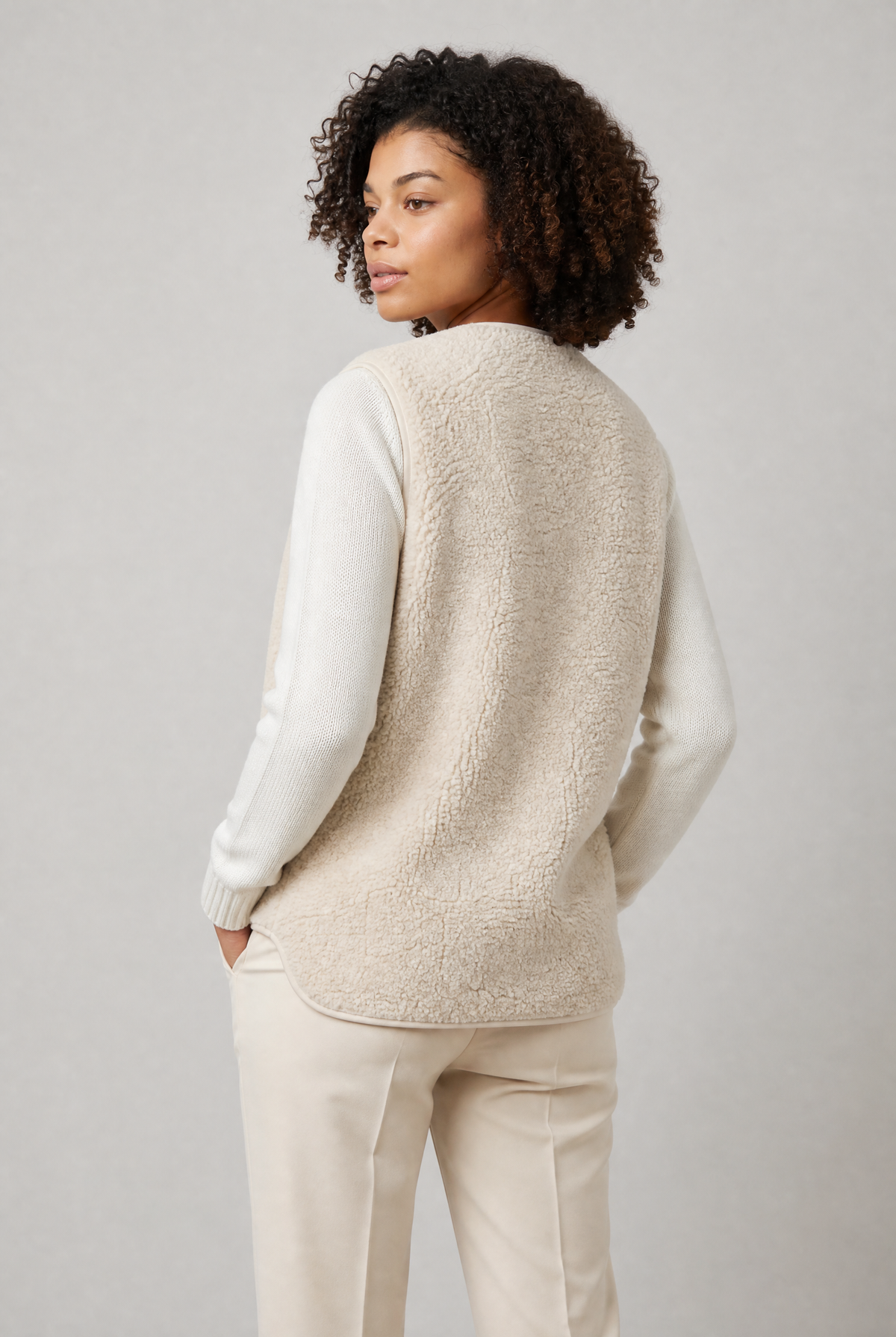 Gilet sans manches en polaire effet peluche pour femme - Gilet zippé à superposer