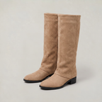 Women's Knee High Boots - Fold Over Suede Look Flat