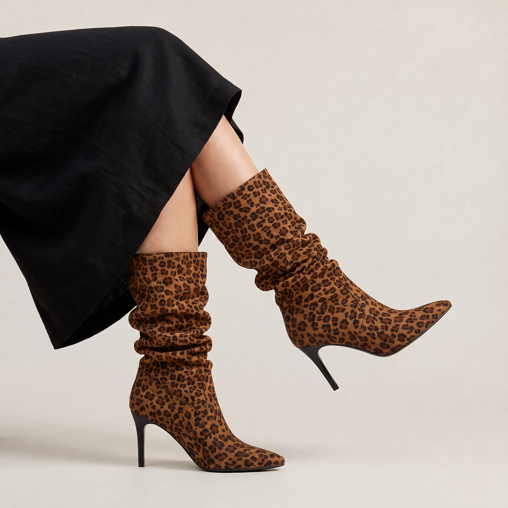 Bottes hautes en daim souples pour femme