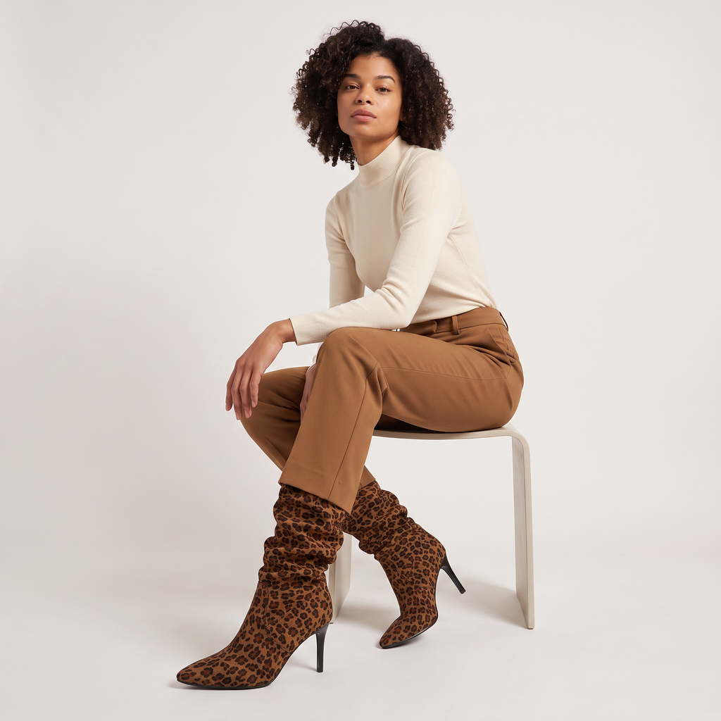 Bottes hautes en daim souples pour femme