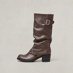 Bottes hautes à talon bottier avec boucle pour femme