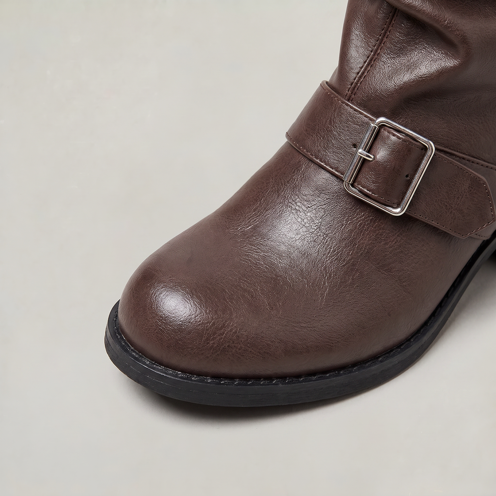 Bottes hautes à talon bottier avec boucle pour femme
