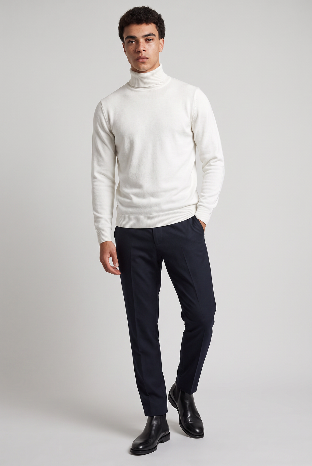 Men's Turtleneck Knit Sweater - Long Sleeve High Neck Jumper