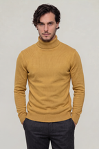 Pull à col roulé coupe ajustée pour homme - Tricot à manches longues