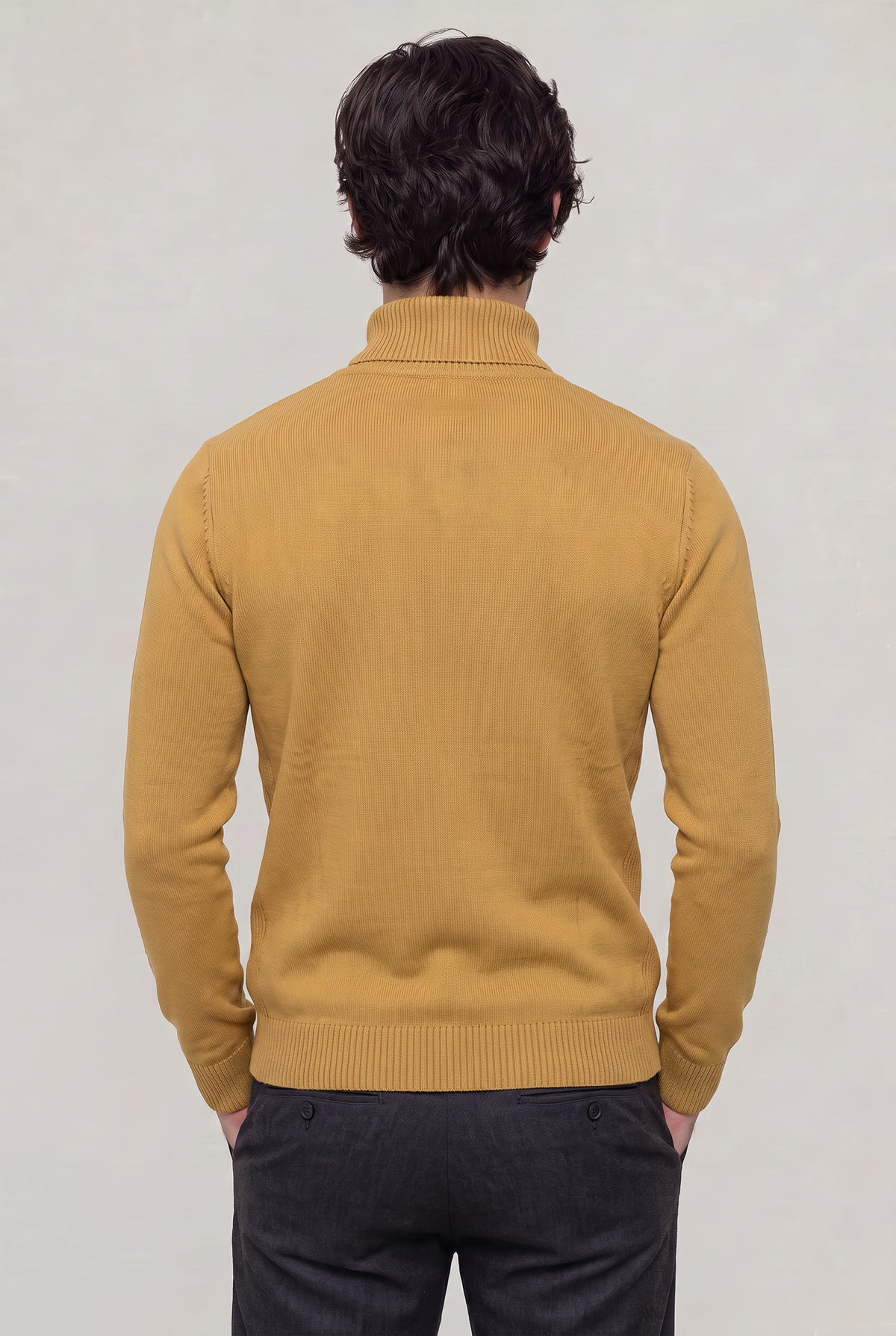 Pull à col roulé coupe ajustée pour homme - Tricot à manches longues
