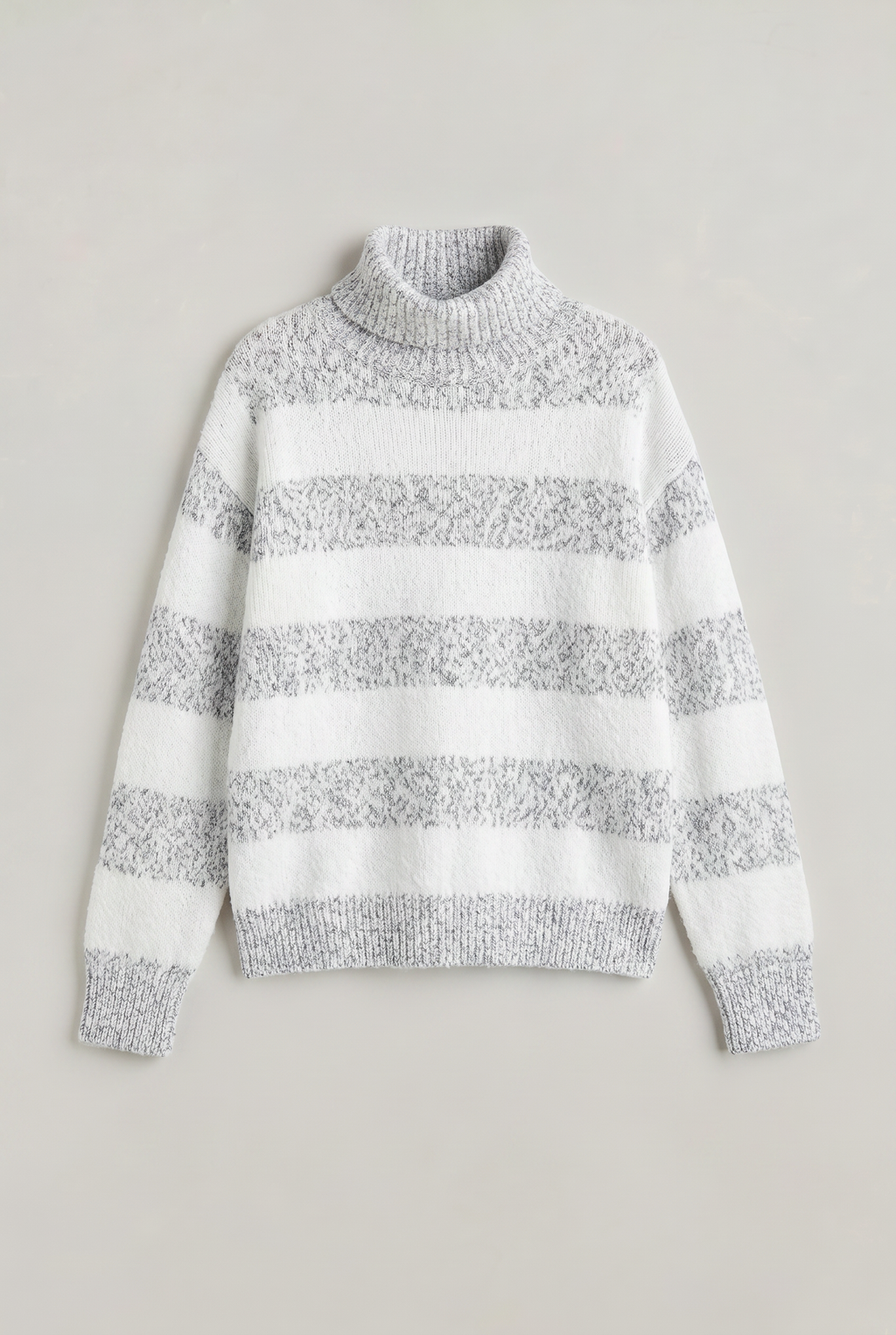 Chandail à col roulé rayé pour femme - Pull en tricot ample
