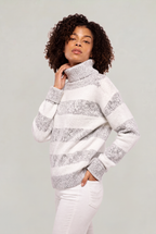 Chandail à col roulé rayé pour femme - Pull en tricot ample