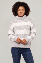Chandail à col roulé rayé pour femme - Pull en tricot ample