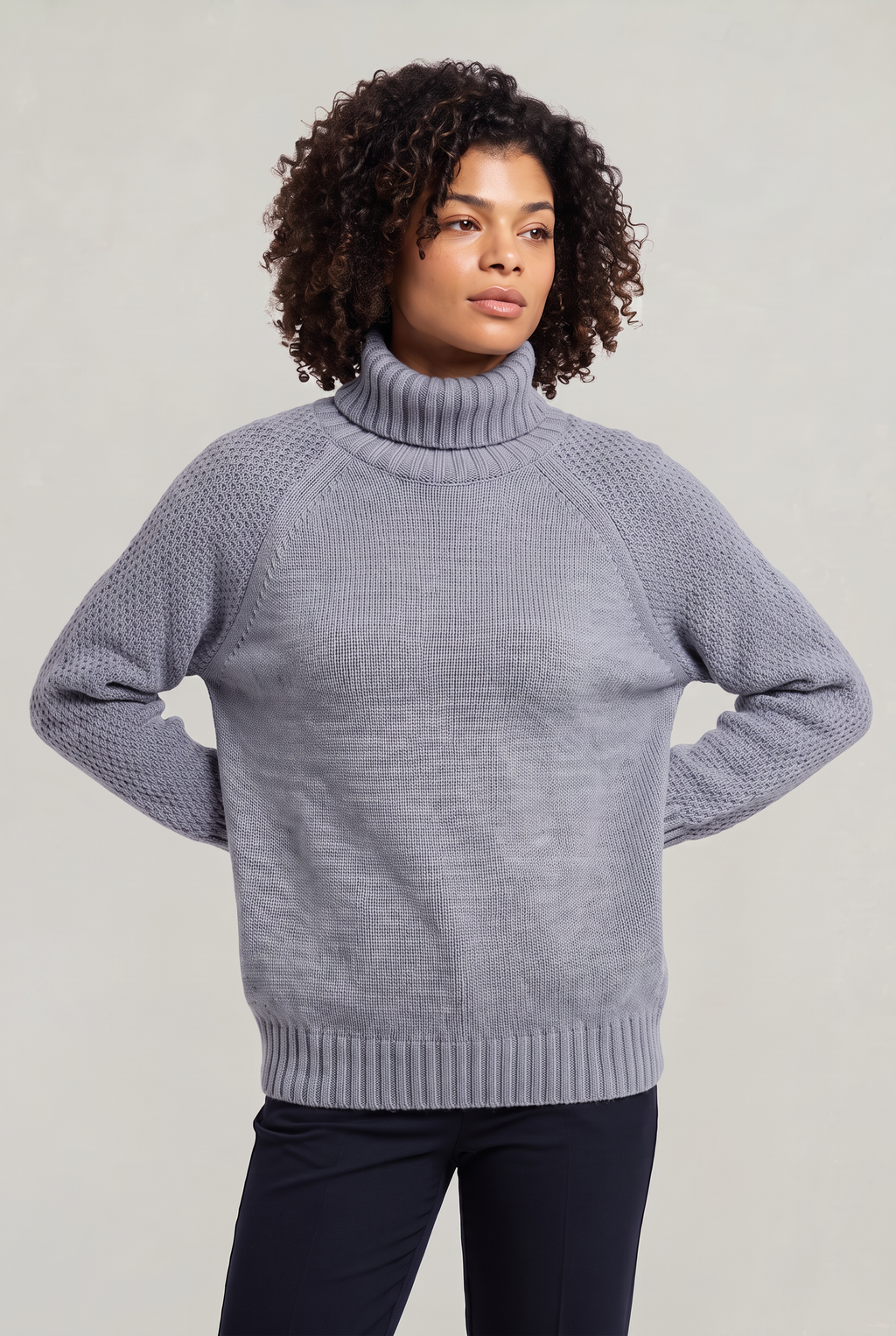 Women's Solid Colour Turtleneck Sweater - Long Sleeve Knit Pullover