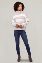 Chandail à col roulé rayé pour femme - Pull en tricot ample