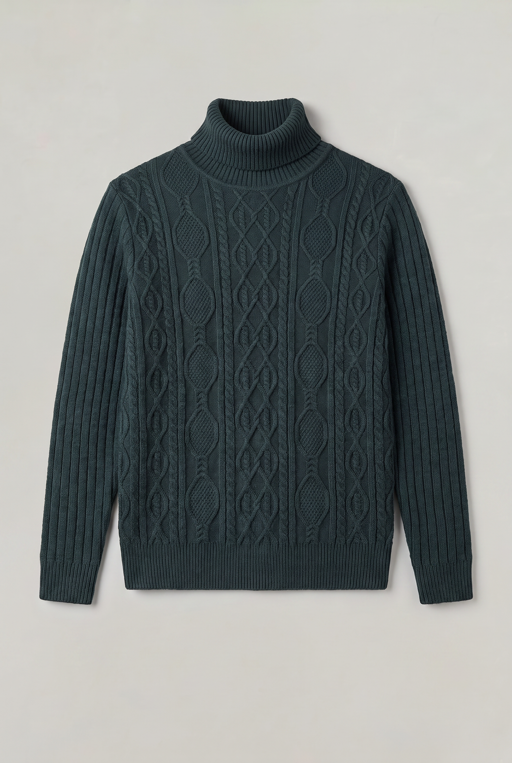 Men's Cable Knit Turtleneck Sweater - Long Sleeve Pullover