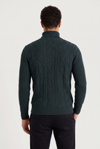 Men's Cable Knit Turtleneck Sweater - Long Sleeve Pullover