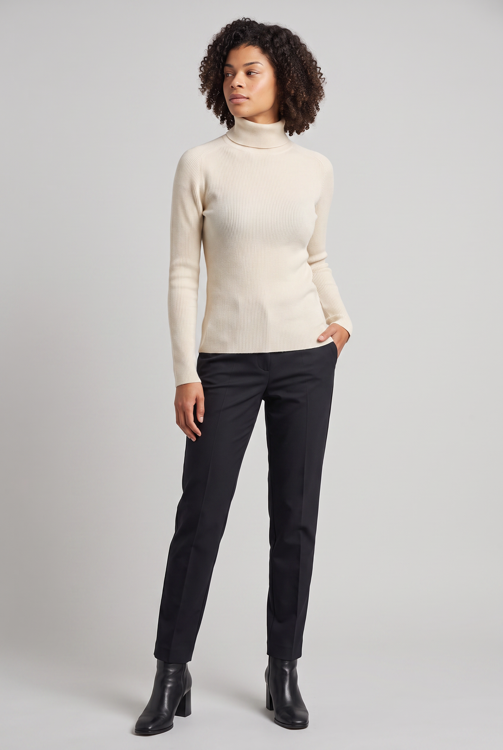 Chandail col roulé en tricot pour femme – Chandail à manches longues