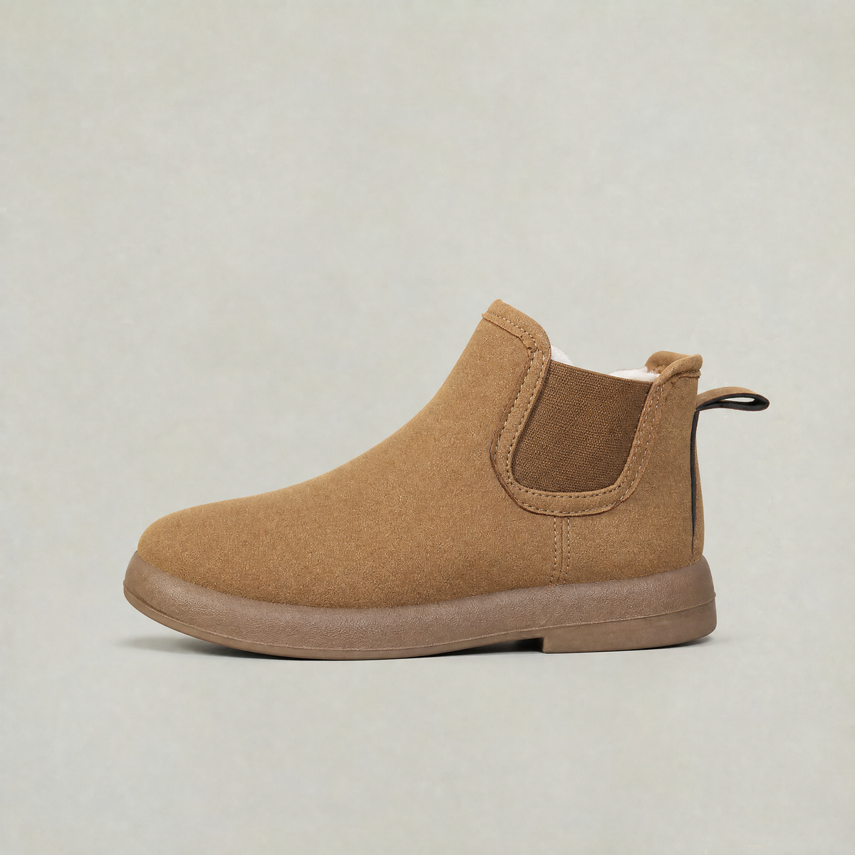 Women’s Fleece-Lined Chelsea Ankle Boots - Flat Winter Pull-On Boots