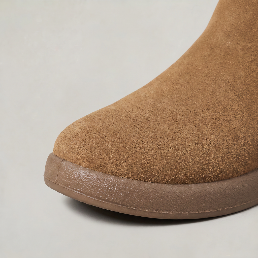 Women’s Fleece-Lined Chelsea Ankle Boots - Flat Winter Pull-On Boots