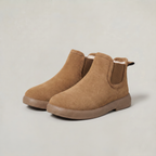 Women’s Fleece-Lined Chelsea Ankle Boots - Flat Winter Pull-On Boots